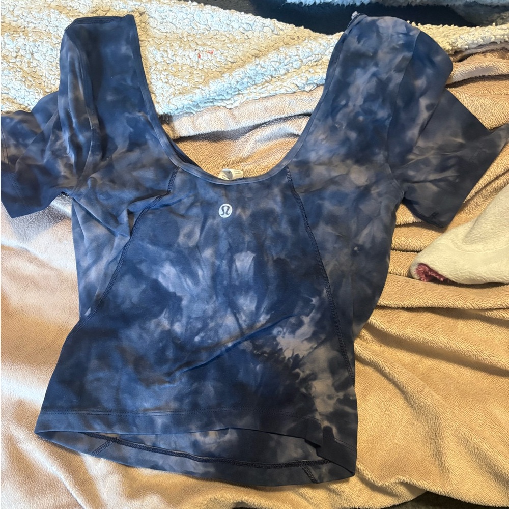 lululemon athletica Navy Tie-Dye Short Sleeve Top